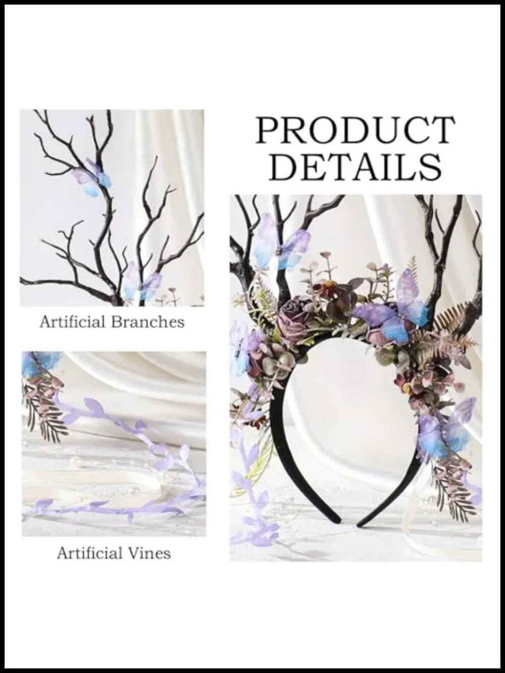 Fairy Woodland Flower Branch Headband Antler Headpiece